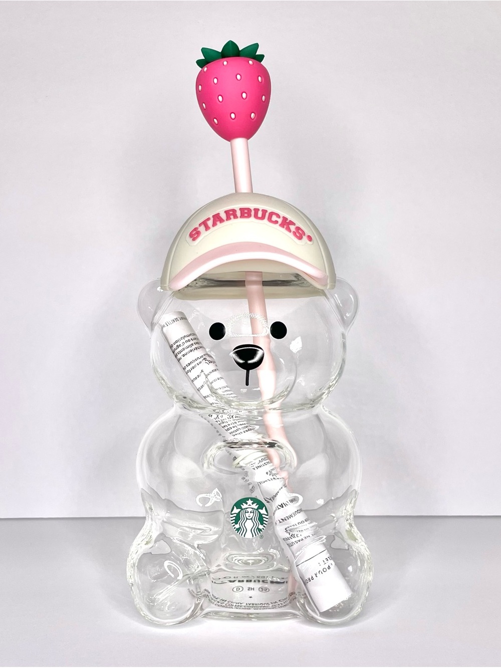 Viral Starbucks Pink Strawberry Bearista Glass Cup